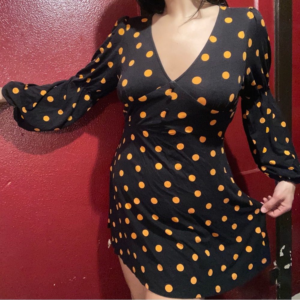 ASOS DESIGN mini tea dress with buttons and long sleeves